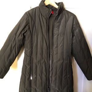 Women’s Anne Klein Long Down Brown Puffy Coat Lg